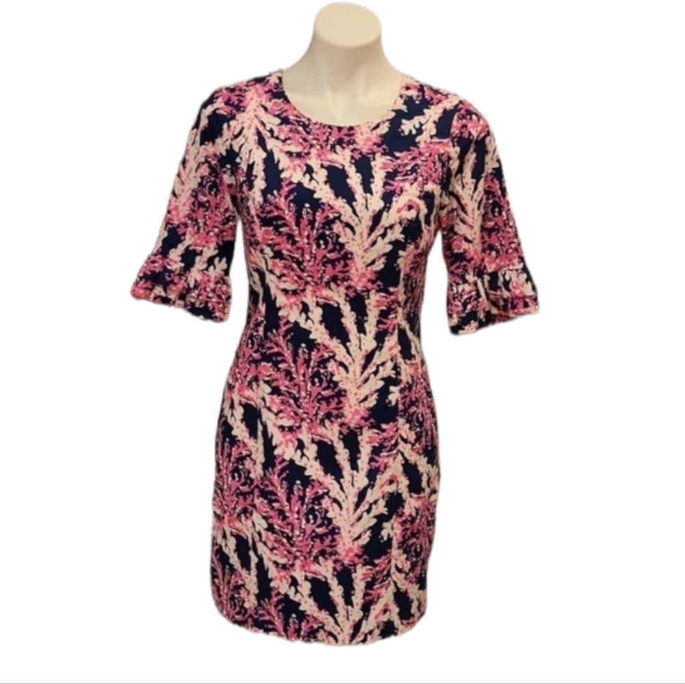 Lilly Pulitzer Fiesta Stretch Pink and Blue Beyond the Sea Dress - Picture 2 of 13